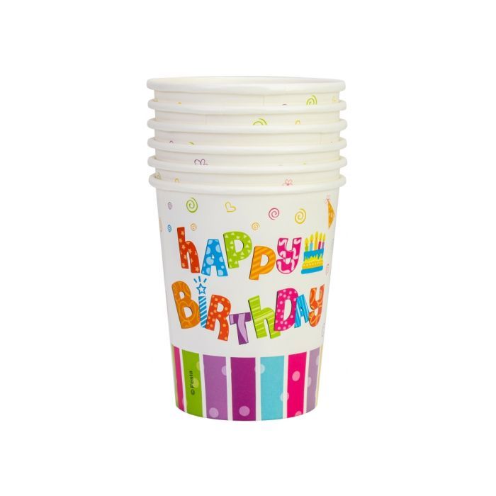 Стаканы одноразовые Maxi Happy Birthday бумажные 270 мл 6 шт. (MX440100)