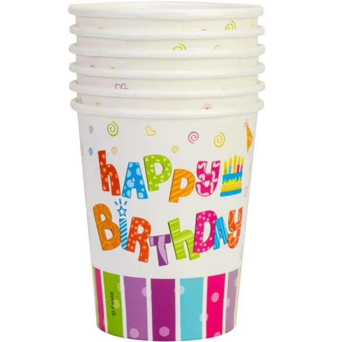 Стакани одноразові Maxi Happy Birthday паперові 270 мл 6 шт. (MX440100)