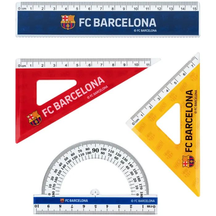 Линейка Kite набор: линейка 15 см, 2 угольника, транспортир FC Barcelona (BC25-282)