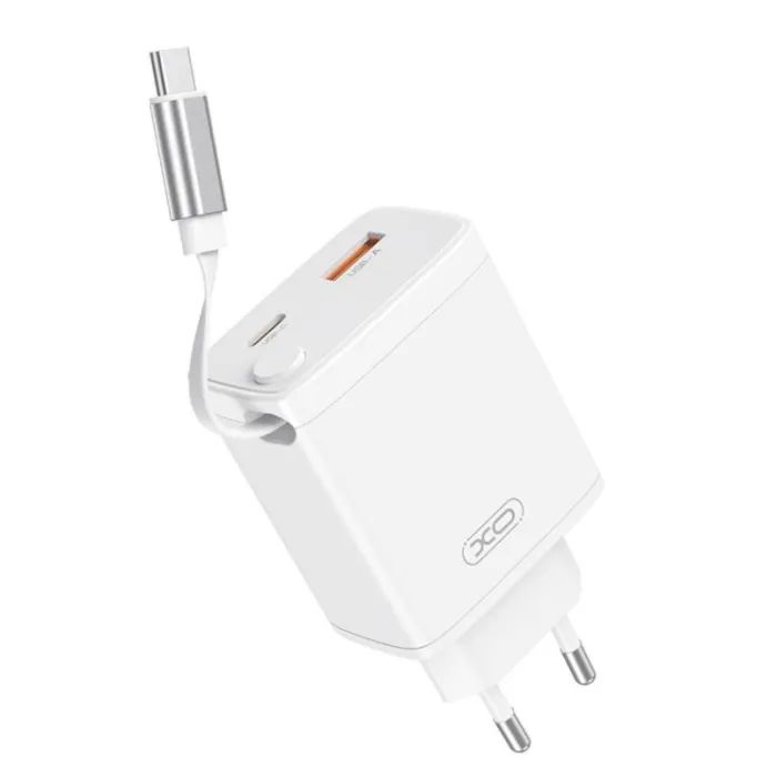 Зарядний пристрій XO 1xUSB-C + 1xUSB QC30W GaN + cable USB-C to USB-C white (XO-CE31) > ціни в Києві та Україні Зарядний пристрій XO 1xUSB-C + 1xUSB QC30W GaN + cable USB-C to USB-C white (XO-CE31)