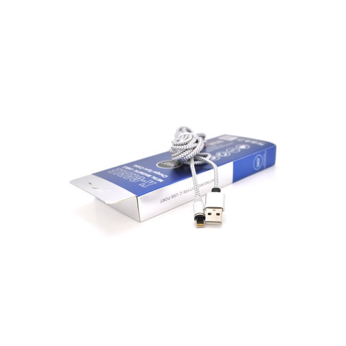 Дата кабель USB 2.0 to Lightning 2.0m 2A magnetic nylon silver Pipo (18169)