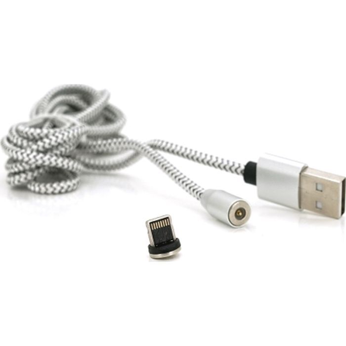 Дата кабель USB 2.0 to Lightning 2.0m 2A magnetic nylon silver PiPo (18169) изображение 2