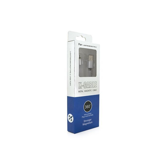 Дата кабель USB 2.0 to Lightning 2.0m 2A magnetic nylon silver Pipo (18169) изображение 4