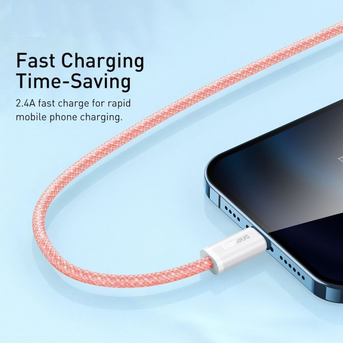 Дата кабель USB 2.0 AM to Lightning 1.0m 2.4A orange Baseus (CALD000407) зображення 8