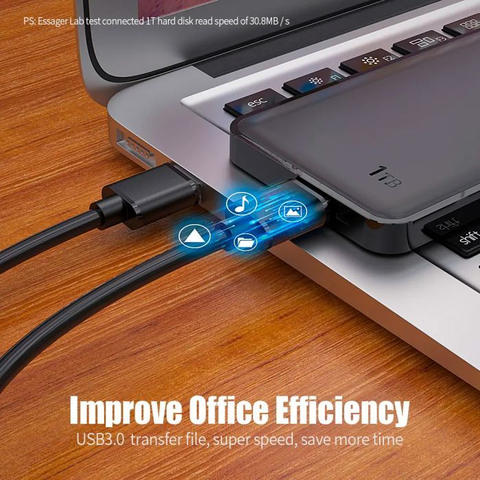 Дата кабель USB 3.0 AM/AM 0.5m 5Gbps black Essager (EXCAA-YTB01) изображение 5