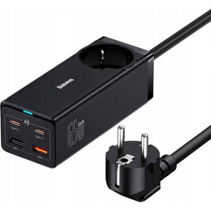 Зарядное устройство Baseus AC + 2xUSB-C 65W + 2xUSB black (PSZM000901)