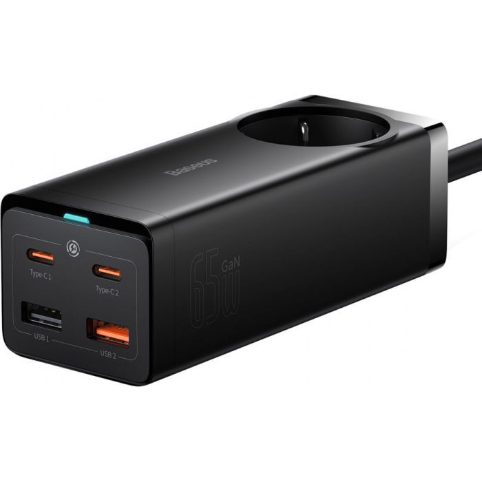 Зарядное устройство Baseus AC + 2xUSB-C 65W + 2xUSB black (PSZM000901) изображение 2