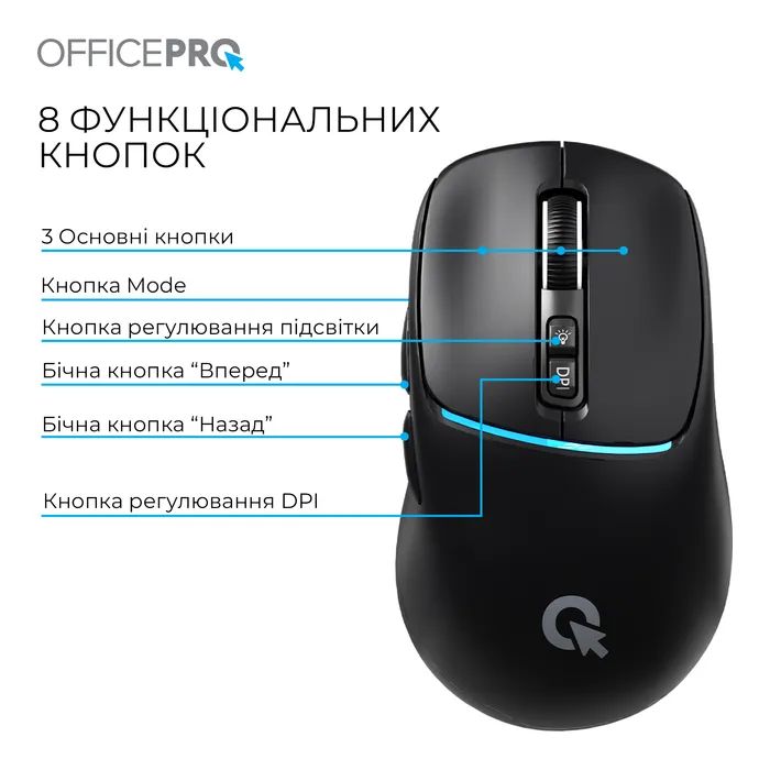 Мышка OfficePro M468W Wireless/Bluetooth White (M468W) изображение 5