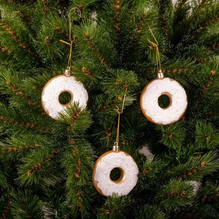 Ялинкова іграшка Chomik пластикові Пончики 3 шт, 8см, білі (5901292677169_2) зображення 3