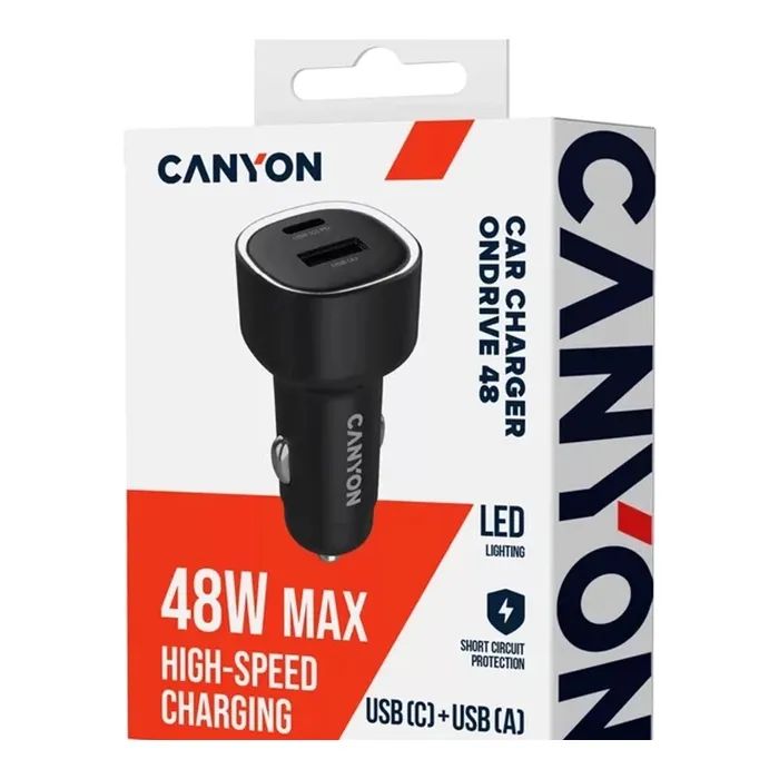 Зарядное устройство Canyon 1xUSB + 1xUSB-C PD48W black (CNE-CCABR3AC) изображение 6