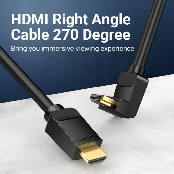 Кабель мультимедійний HDMI M to HDMI M 3.0m 4K60Hz 90° corner black Vention (AAQBI) зображення 7