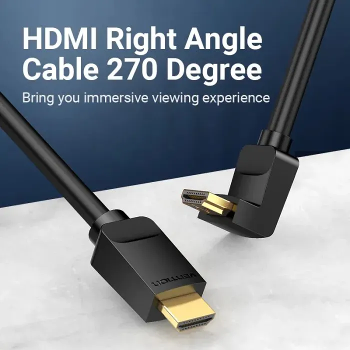 Кабель мультимедийный HDMI M to HDMI M 3.0m 4K60Hz 90° corner black Vention (AAQBI) изображение 7