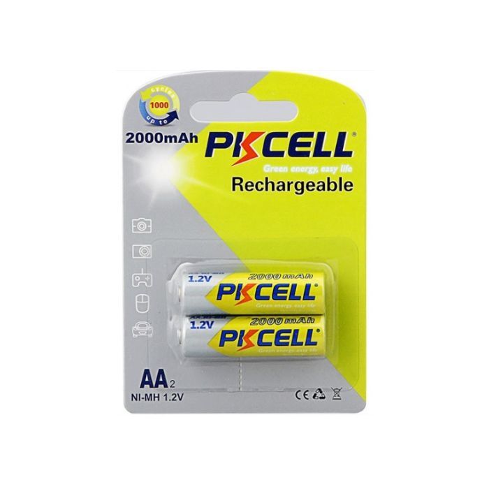 Аккумулятор PkCell AA R6 2000mAh 1.2V NiMH Rechargeable Battery, 2шт/бл (PC/AA2000-2BR)