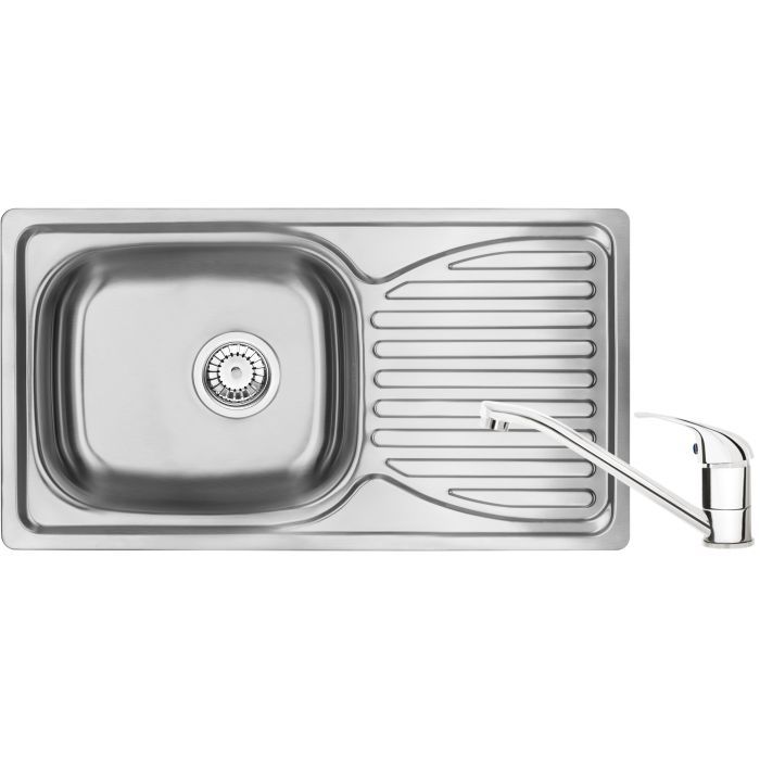Мойка кухонная Deante Doppio, сталева мийка ZEN_0113 + змішувач BYU_060M, сатін (ZENA0113)