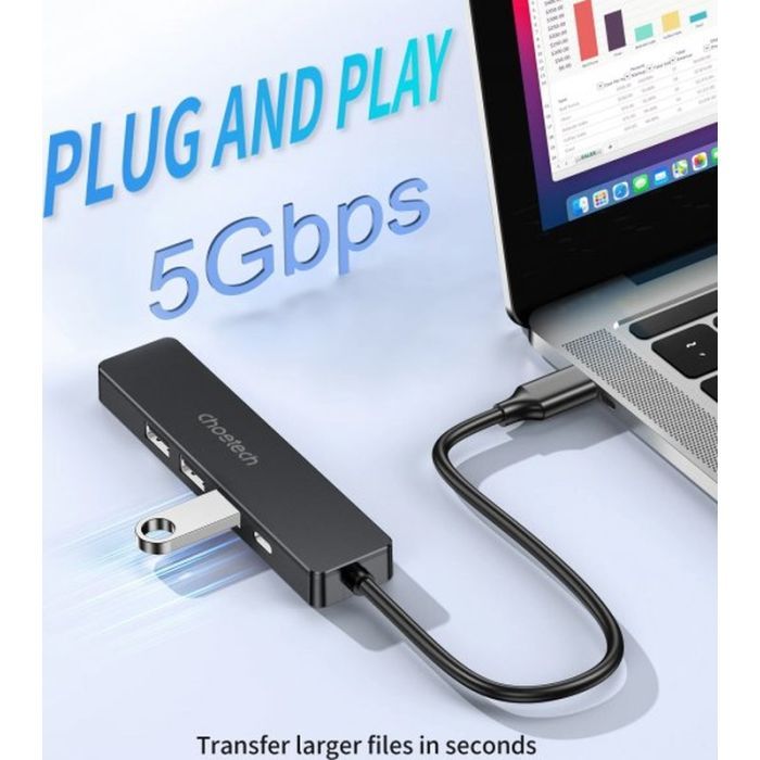 Порт-репликатор Choetech Dock-Station USB-C 5-in-1 (HDMI/PD/USB-A/USB-C) (HUB-M80-BK) изображение 3