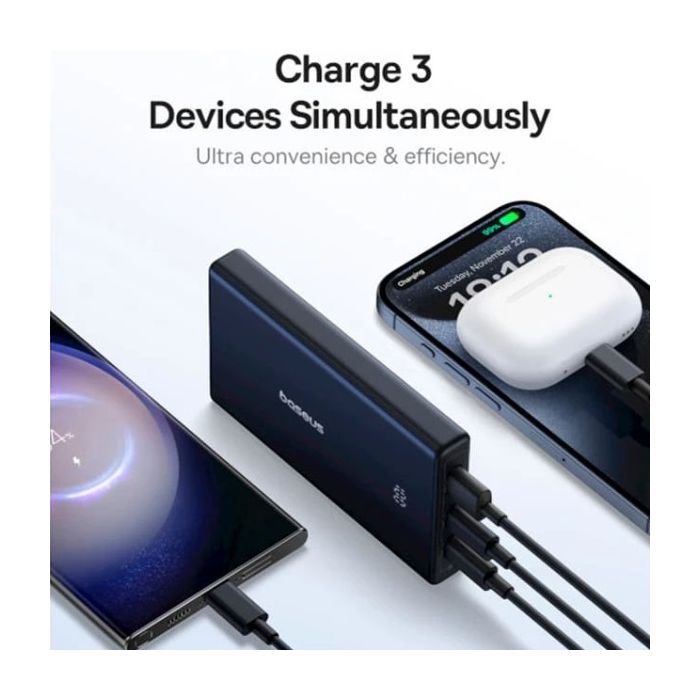 Батарея универсальная Baseus 10000mAh PicoGo 20W PD, QC, USB-A, 2*USB-C, Black (P10076801123-00) изображение 9