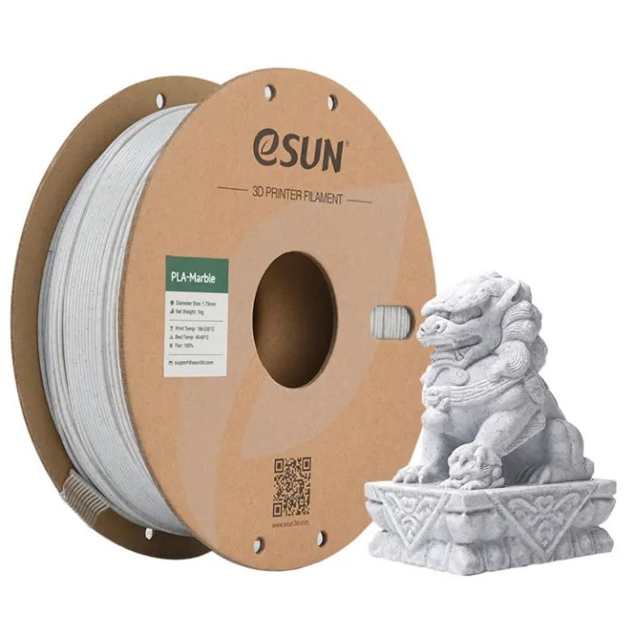 Пластик для 3D-принтера eSUN PLA eMarble 1,75мм, 1кг, marble/nature (eMarble-P175N1) изображение 2