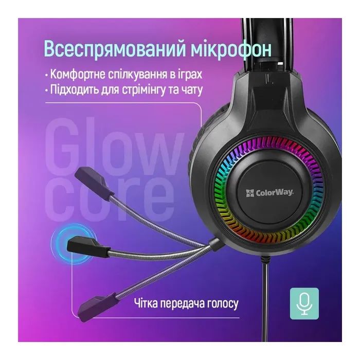 Наушники ColorWay GlowCore RGB Black (CW-HPG02BK) изображение 7