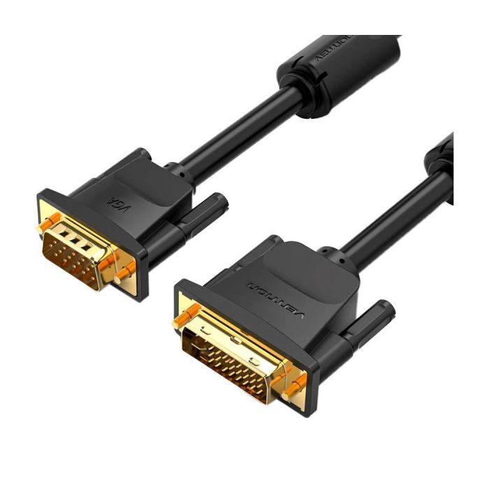 Кабель мультимедийный DVI M to VGA M 3.0m 24+5pin black Vention (EACBI)