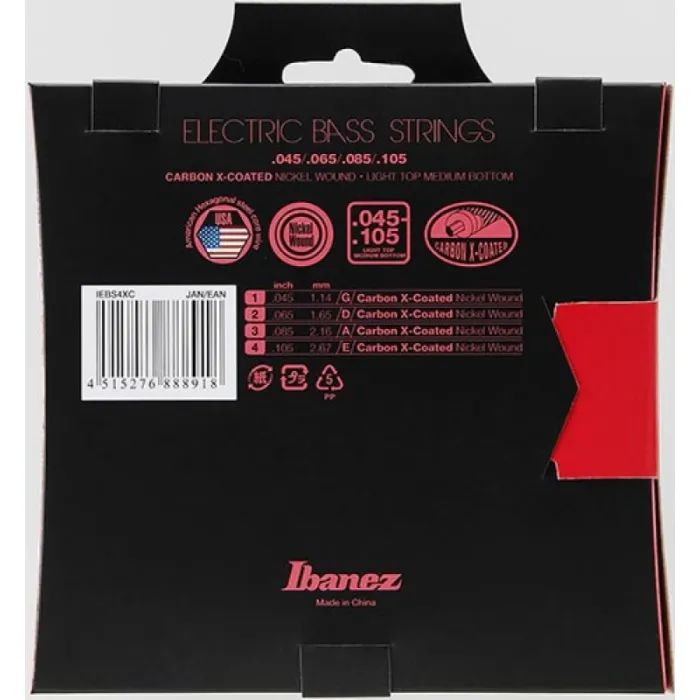 Струны для гитары Ibanez IEBS4XC Bass Guitar Strings 45-105 Carbon X Coated (301875) изображение 2