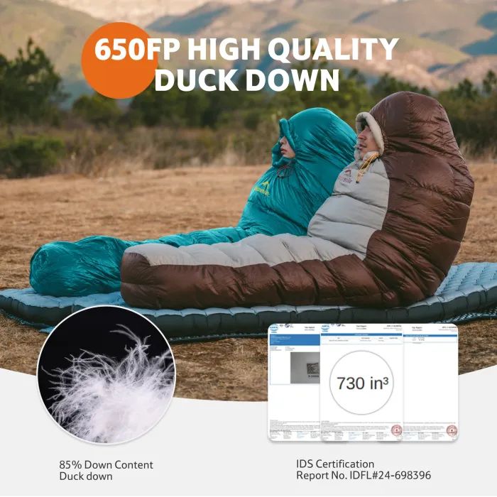 Спальний мішок Naturehike з натуральним пухом Snowbird CNK2550WS014 SP550, L коричневий (6977465868114) зображення 2