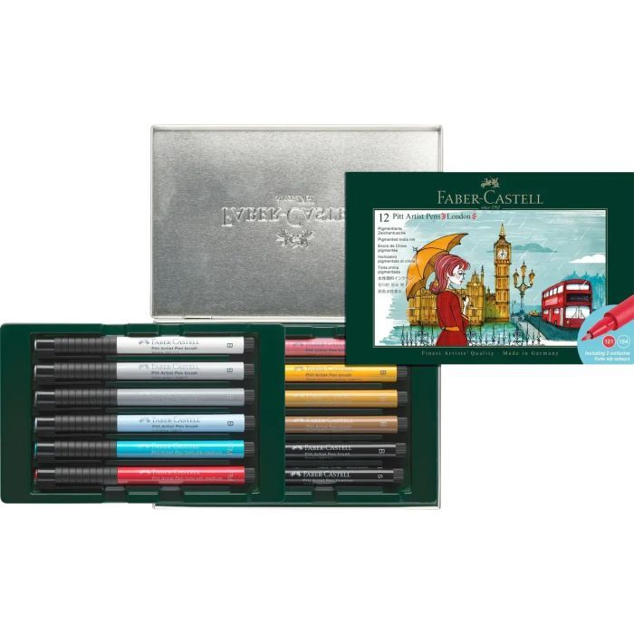 Лайнер Faber-Castell набор капиллярных ручек Pitt Artist Pen Set London, 12 шт (33018) изображение 3