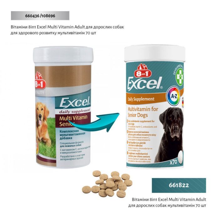 Вітаміни для собак 8in1 Excel Multi Vitamin Senior мультивітамін 70 шт (4048422183907) зображення 2