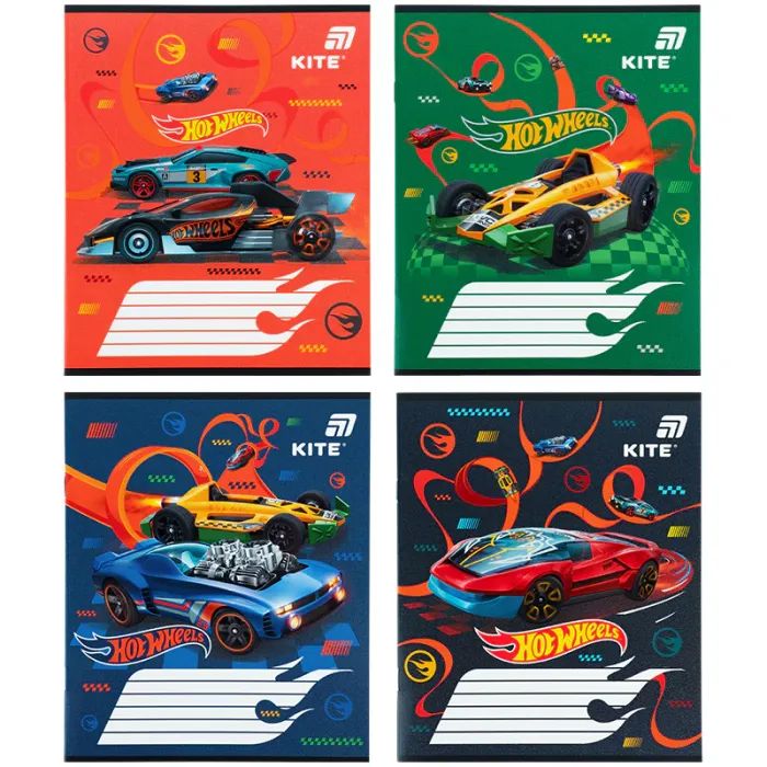 Зошит Kite Hot Wheels, 12 аркушів, коса лінія (HW26-235)