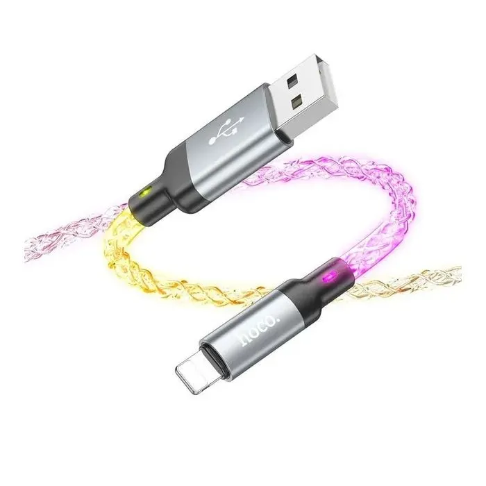 Дата кабель USB 2.0 AM to Lightning 1.0m U112 Shine gray HOCO (6931474788801) изображение 4