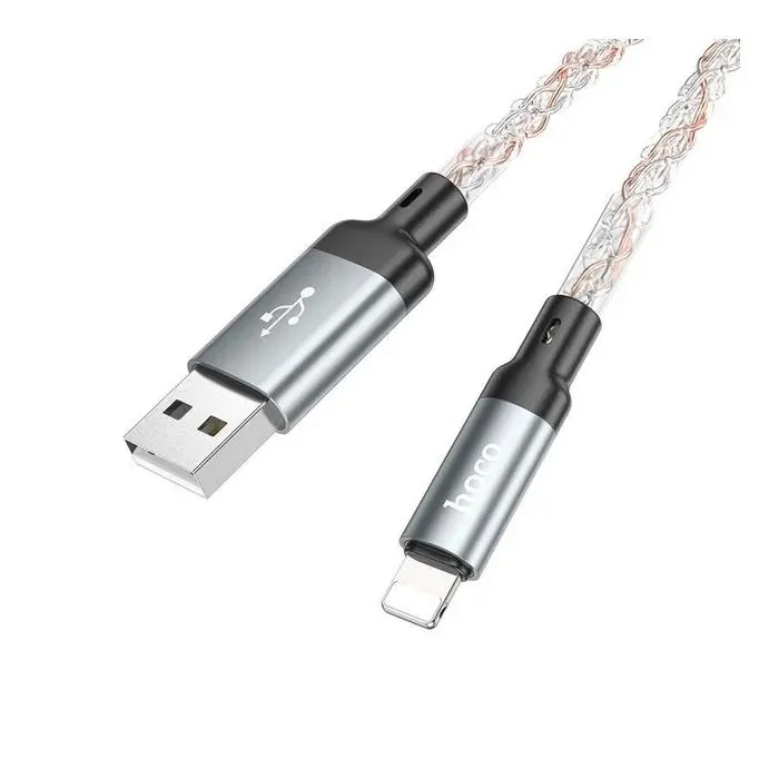 Дата кабель USB 2.0 AM to Lightning 1.0m U112 Shine gray HOCO (6931474788801) изображение 5