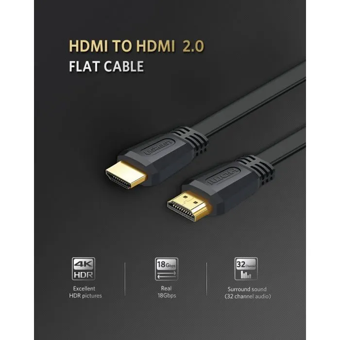 Кабель мультимедийный HDMI M to HDMI M 2.0m V2.0 4K black Ugreen (UGR-70159) изображение 2