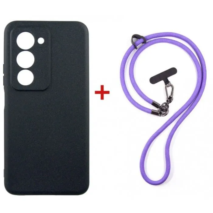 Чехол для мобильного телефона Dengos Case + Cross-body Strap Xiaomi Redmi 15 Black+Purple (DG-KM-CCRB-44)