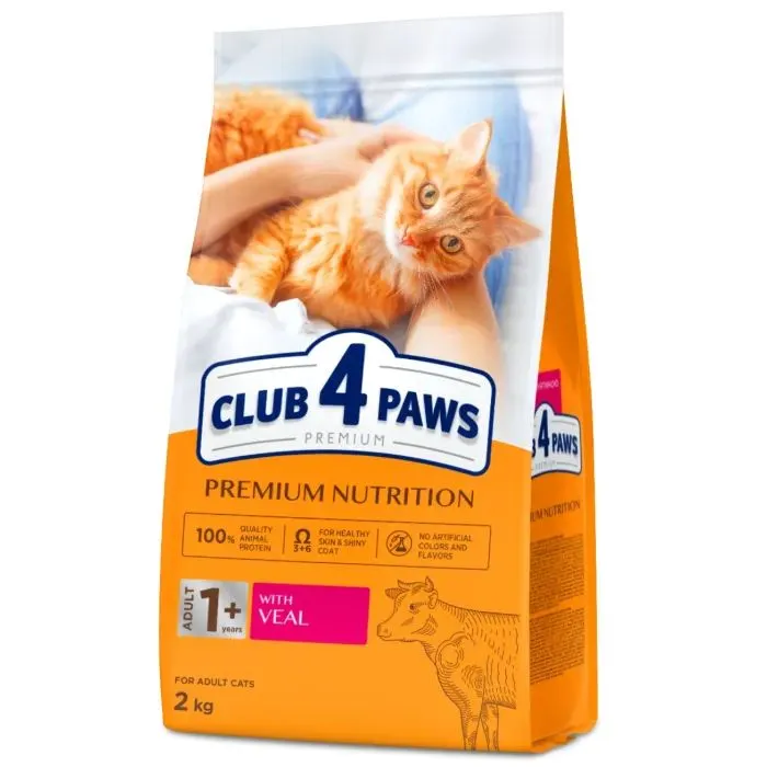 Сухой корм для кошек Club 4 Paws Premium с телятиной 2 кг (4820269140189)