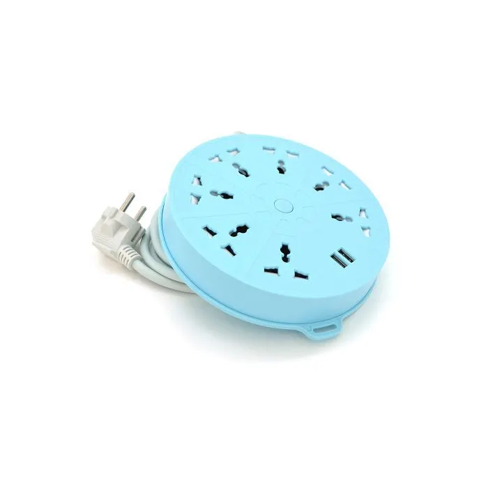 Сетевой фильтр питания Voltronic QiaoLian YT-20, 7 роз, 2 USB, 2м, Blue (QiaoLian YT-20)