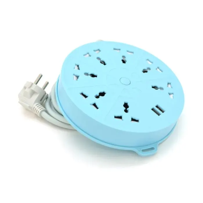 Сетевой фильтр питания Voltronic QiaoLian YT-20, 7 роз, 2 USB, 2м, Blue (QiaoLian YT-20)
