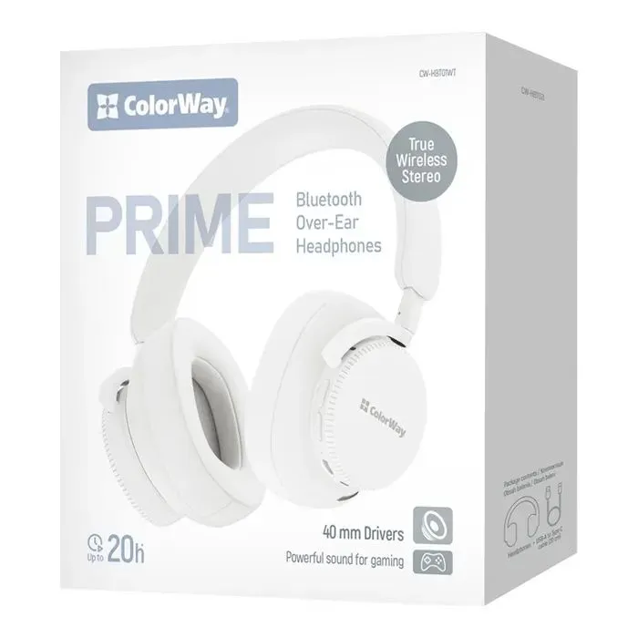 Наушники ColorWay Prime White (CW-HBT01WT) изображение 10