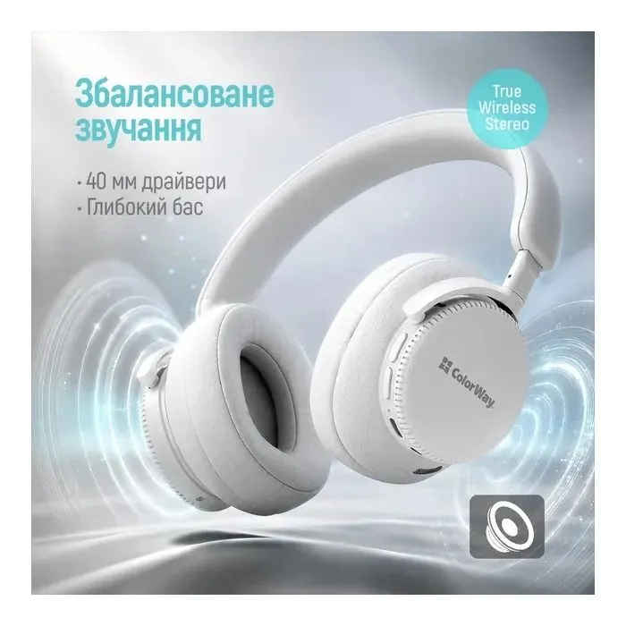 Наушники ColorWay Prime White (CW-HBT01WT) изображение 6