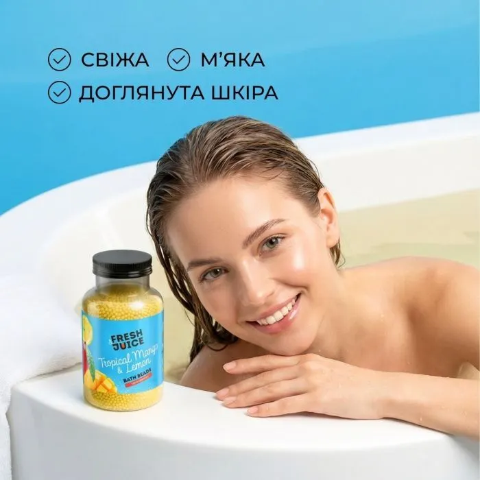 Сіль для ванн Fresh Juice Tropical Mango & Lemon Bath Beads 450 г (4823015947759) зображення 3