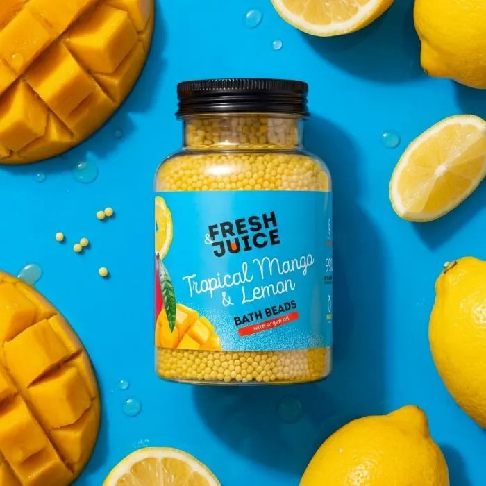 Сіль для ванн Fresh Juice Tropical Mango & Lemon Bath Beads 450 г (4823015947759) зображення 4