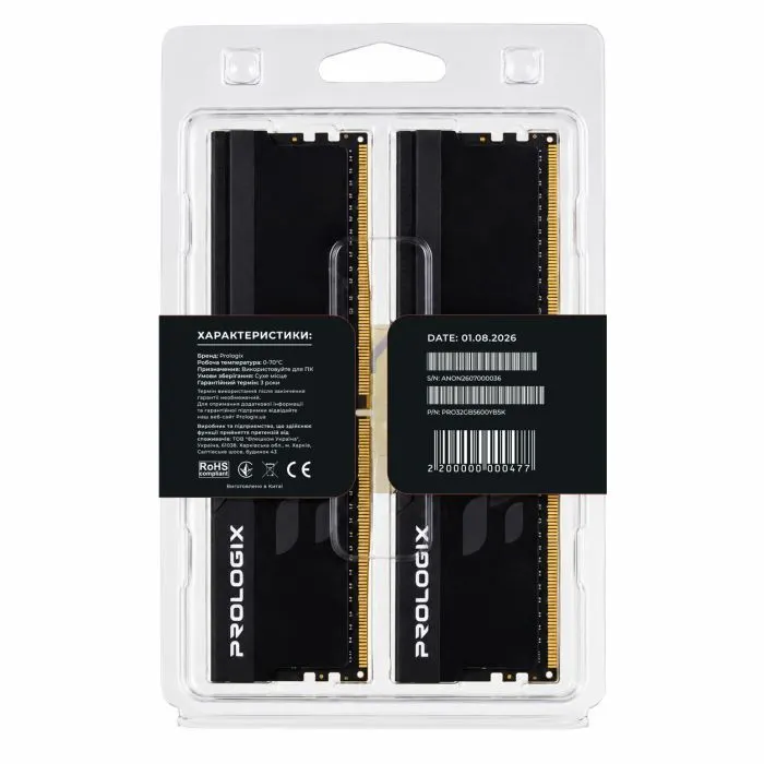 Модуль памяти для компьютера DDR5 32GB (2x16GB) 5600 MHz Onyx Black Prologix (PRO32GB5600YB5K) изображение 5