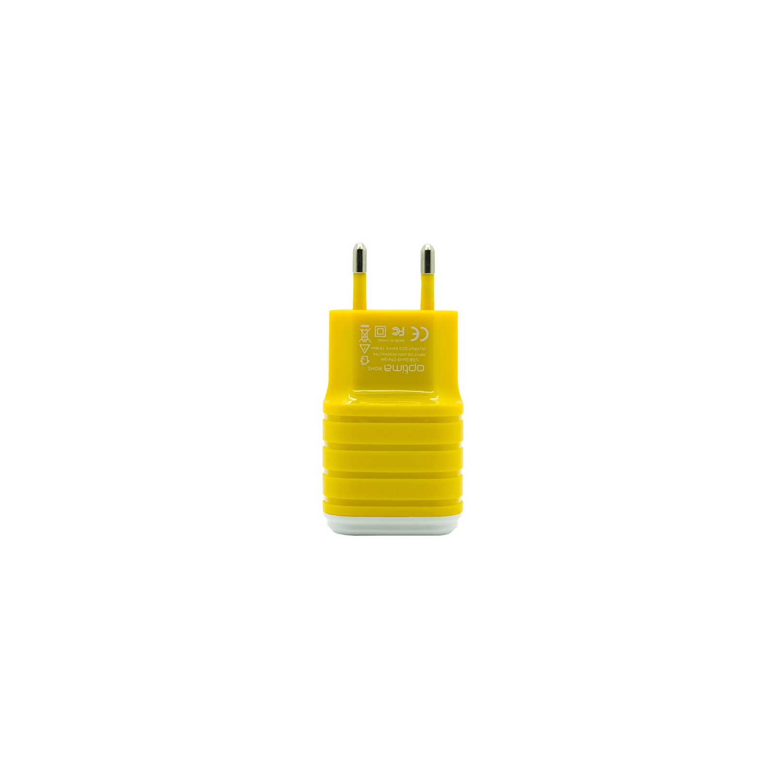Зарядний пристрій Optima 2*USB (2.1A) Yellow (40810)