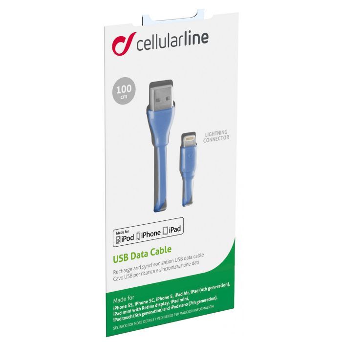 Дата кабель USB 2.0 AM to Lightning 1.0m pink Cellularline (USBDATACFLMFIIPH5P) изображение 3
