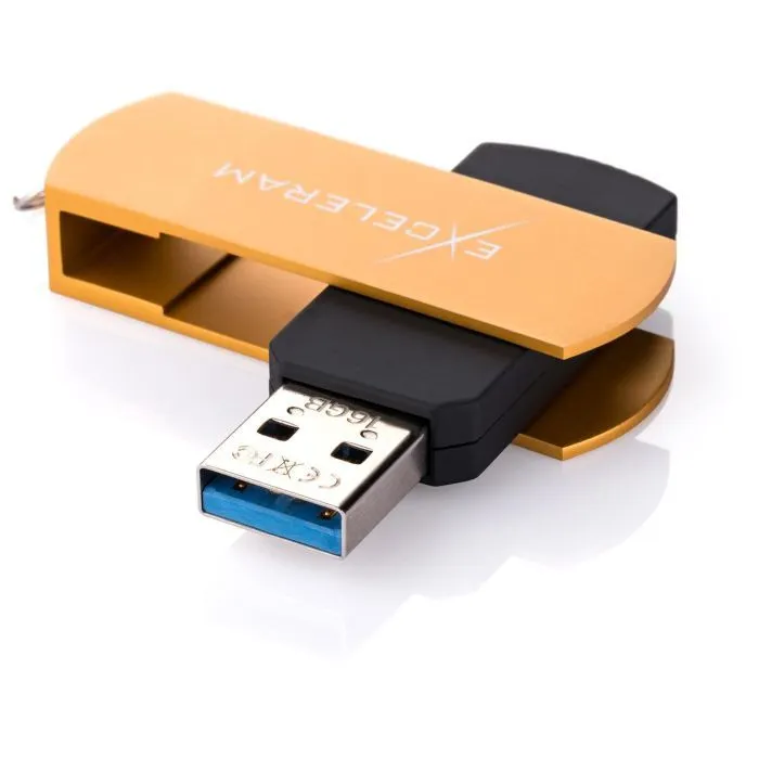USB флеш накопитель eXceleram 16GB P2 Series Gold/Black USB 3.1 Gen 1 (EXP2U3GOB16) изображение 2