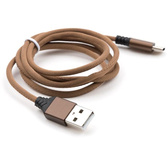 Дата кабель USB 2.0 AM to USB-C 1.0m nylon brown Vinga (VCPDCTCNB21BR) зображення 3