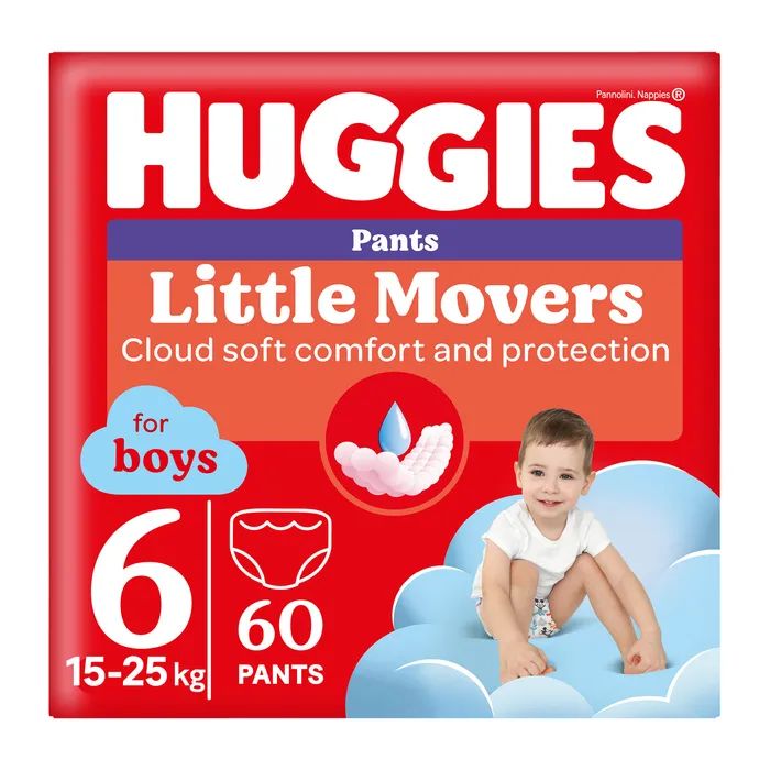 Підгузки Huggies Little Movers/Pants 6 (15-25 кг) Box для хлопчиків 60 шт (5029053564142)