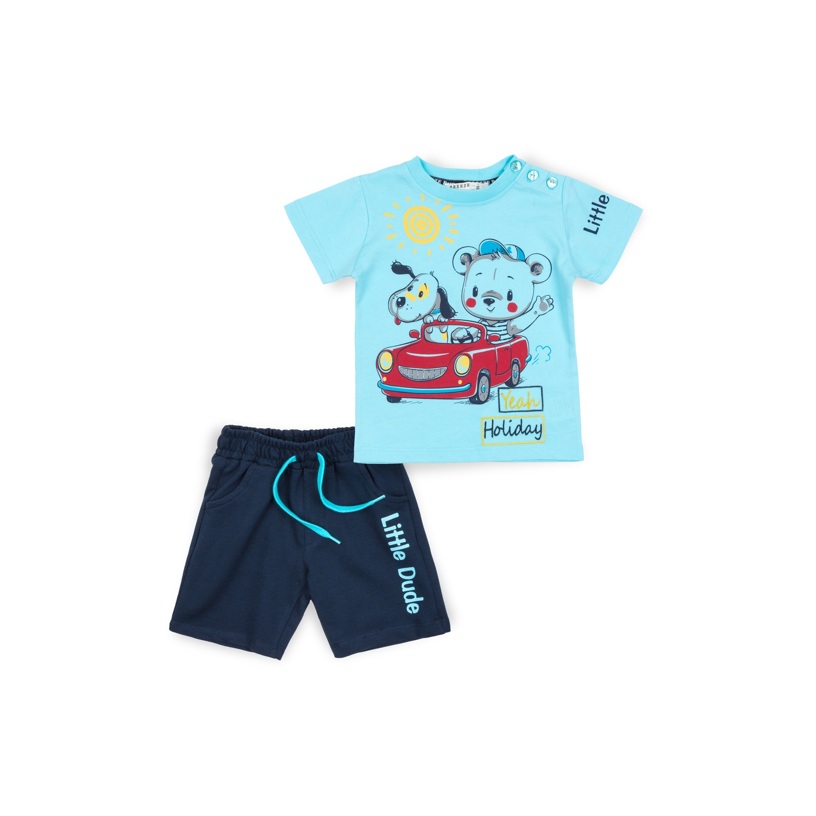 Набор детской одежды Breeze с мишкой в машинке (12144-80B-blue)