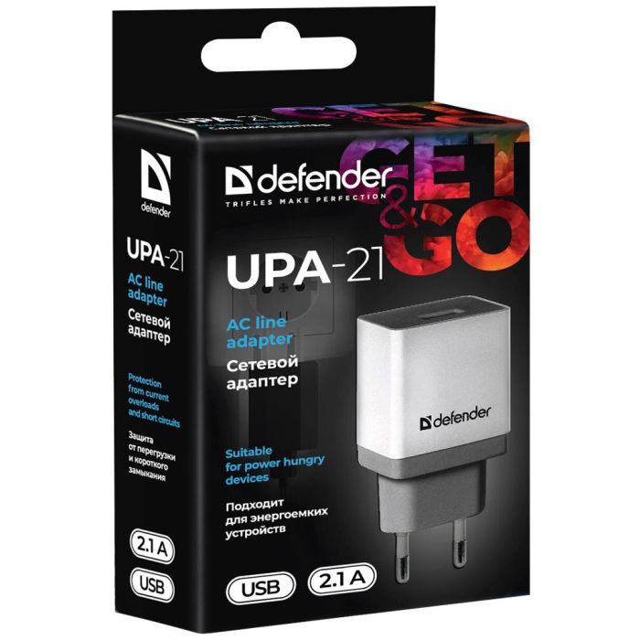 Зарядное устройство Defender UPA-21 white, 1xUSB, 5V / 2.1A (83571) изображение 3