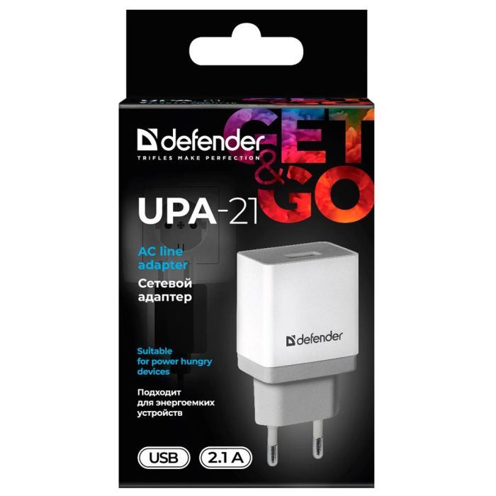 Зарядное устройство Defender UPA-21 white, 1xUSB, 5V / 2.1A (83571) изображение 4