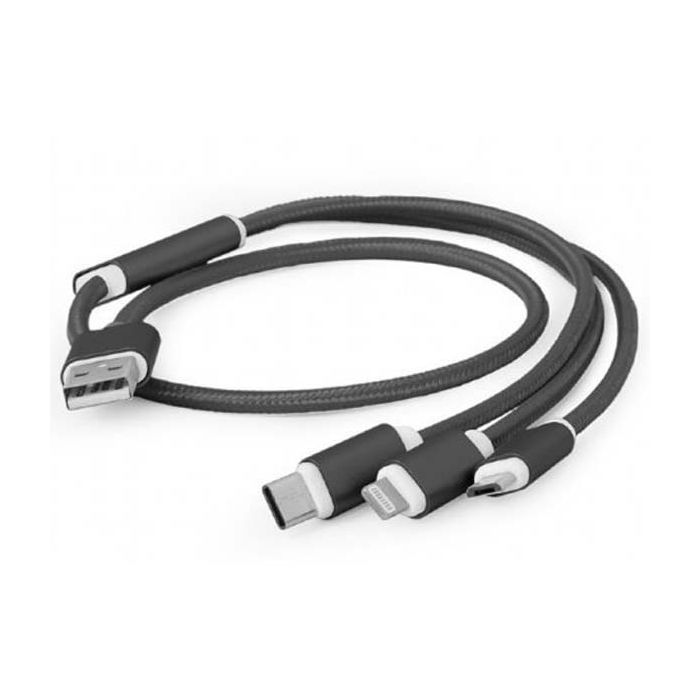 Дата кабель USB 2.0 AM to Lightning + Micro 5P + Type-C 1.0m black Cablexpert (CC-USB2-AM31-1M)