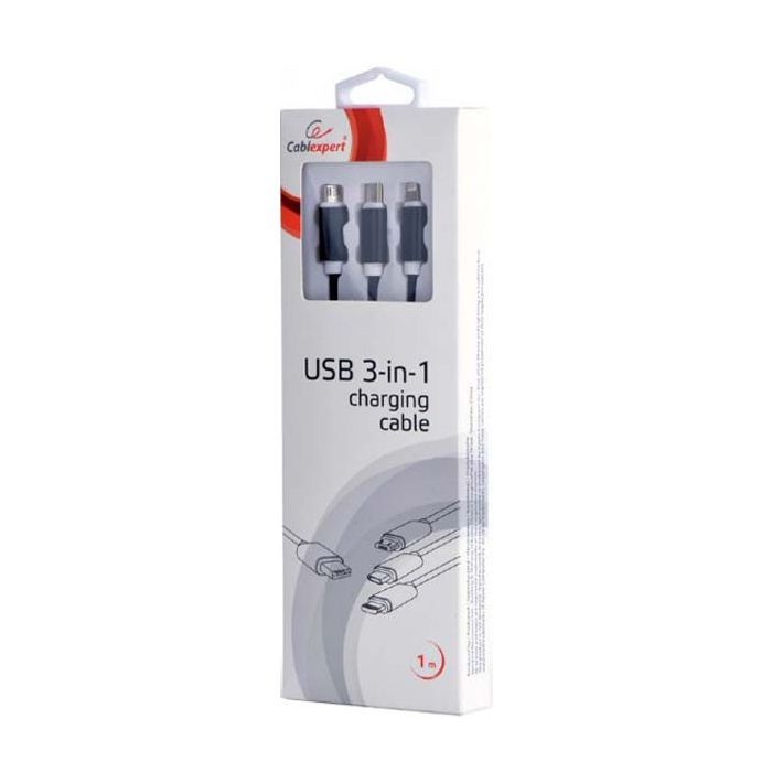 Дата кабель USB 2.0 AM to Lightning + Micro 5P + Type-C 1.0m black Cablexpert (CC-USB2-AM31-1M) зображення 2